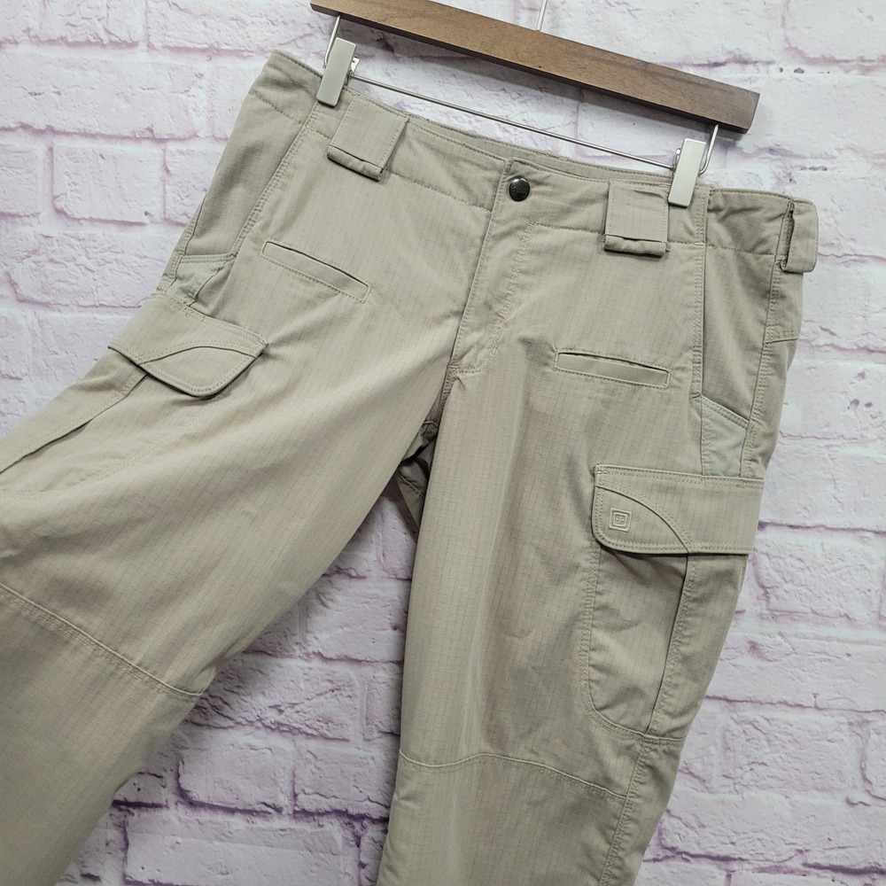 5.11 Tactical Cargo Pants Womens 12 Long Tan Ripstop Gorpcore Techwear Combat - Picture 3 of 9